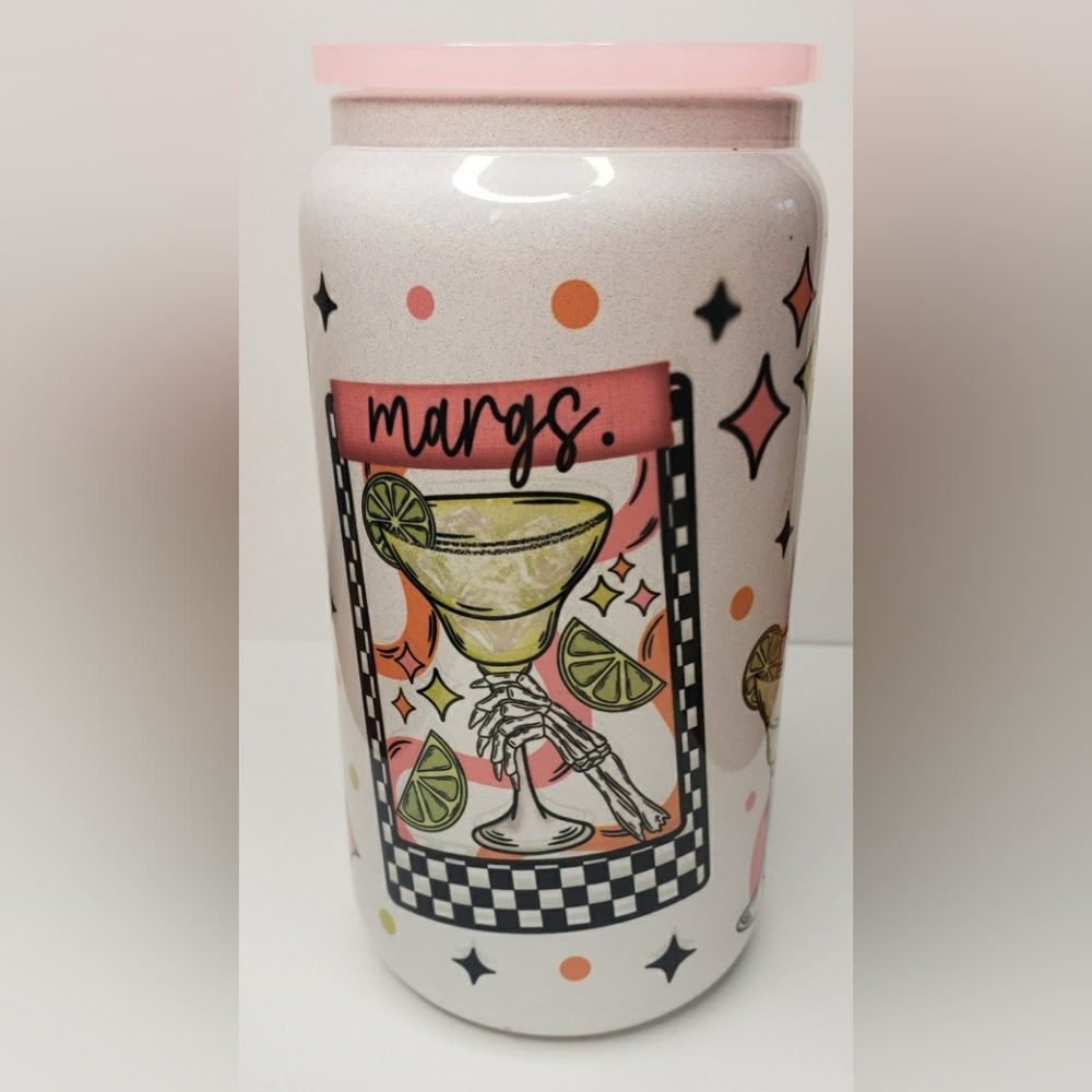 16 oz shimmer glass can. Margs. Handmade